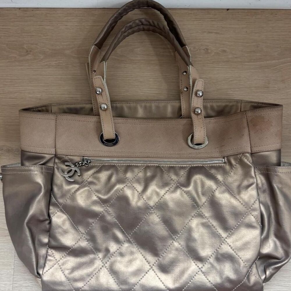 Chanel Women's Gold and Tan Bag